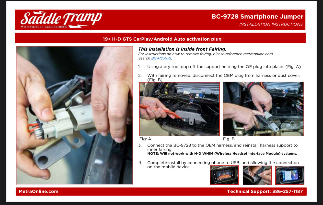 19-23 Harley GTS Radio CarPlay Jumper